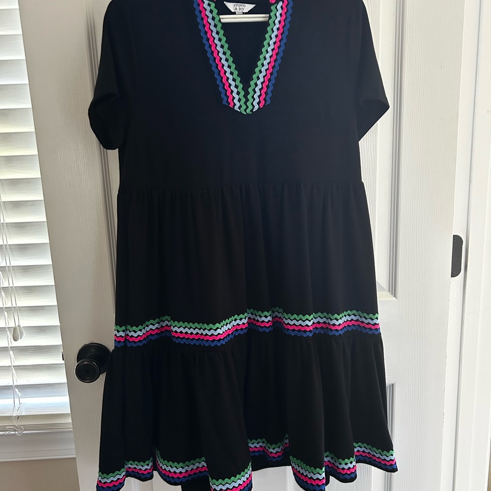 Crown & Ivy Black Dress with Vibrant Trim